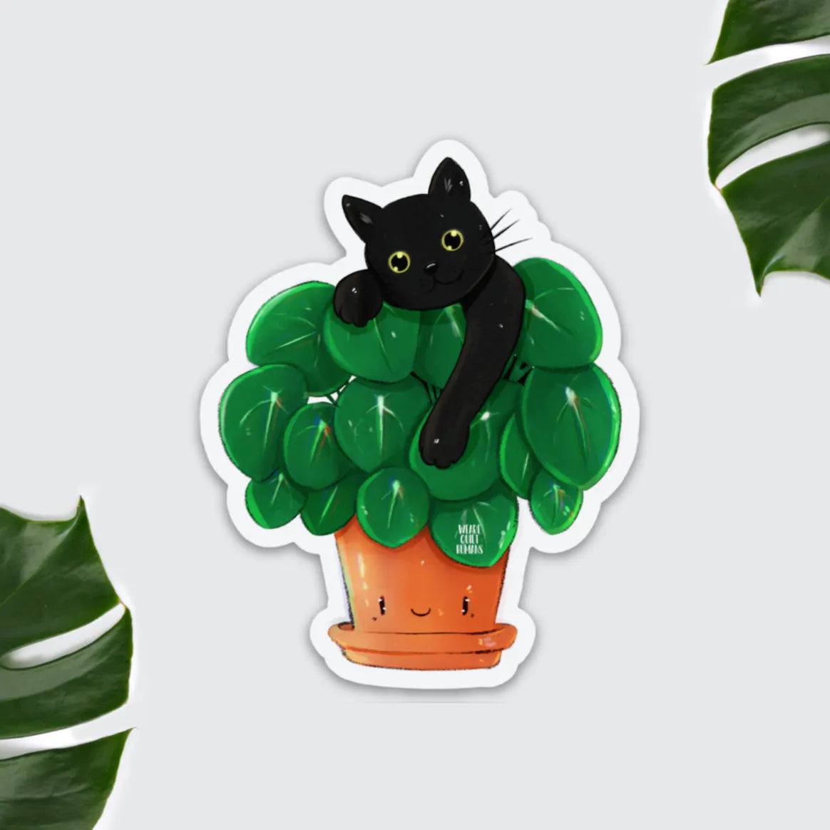 Magnet - Pilea Pflanze mit Katze