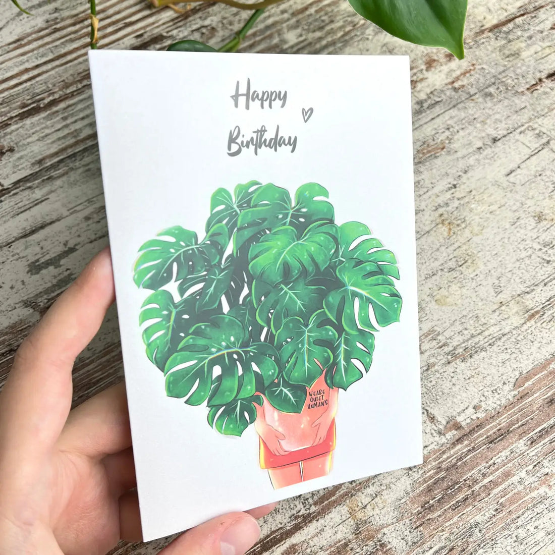 Happy Birthday Karte - Monstera deliciosa Topf, Plantlady
