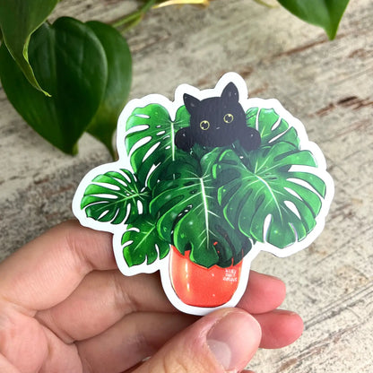 Magnet - Monstera deliciosa mit Katze